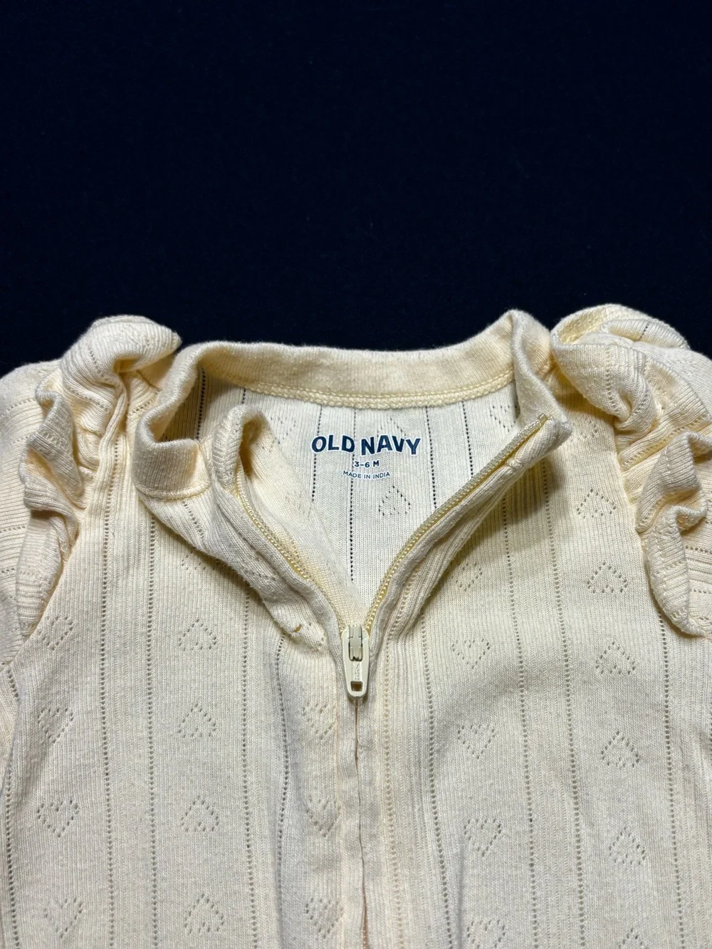 Old Navy Cream Knit Footed Onsie - 3-6M